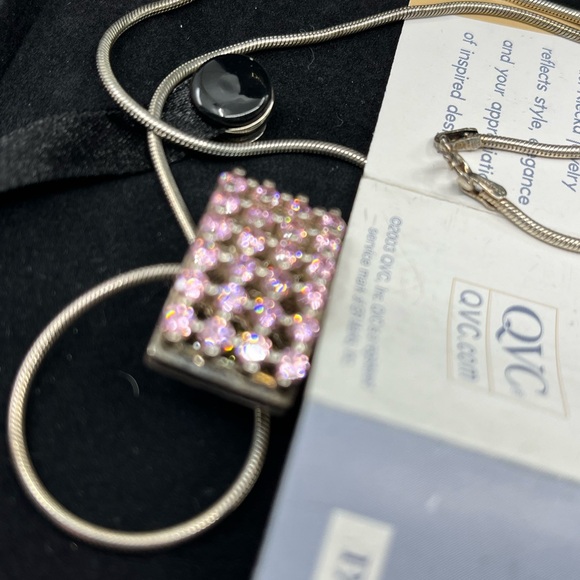 Paul Klecka Sterling Silver Diamonique Pendant Necklace – Pink & Yellow Stones - Picture 15 of 16